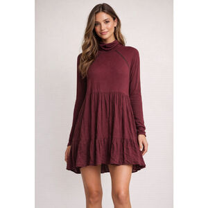 Women's Threads & States Burgundy Long Sleeve Dress S